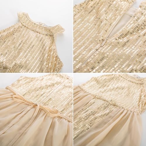 GRACE KARIN Girls Halter Neck Sequin Dress 6-14Y Kids Fancy Formal Party Christmas Sparkly Pageant Birthday Dresses2