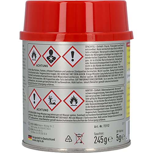 NIGRIN Performance Fein-Spachtel, härtet ohne Rissbildung, glättet Kratzer und Unebenheiten, 245 g inkl. 5 g Härter