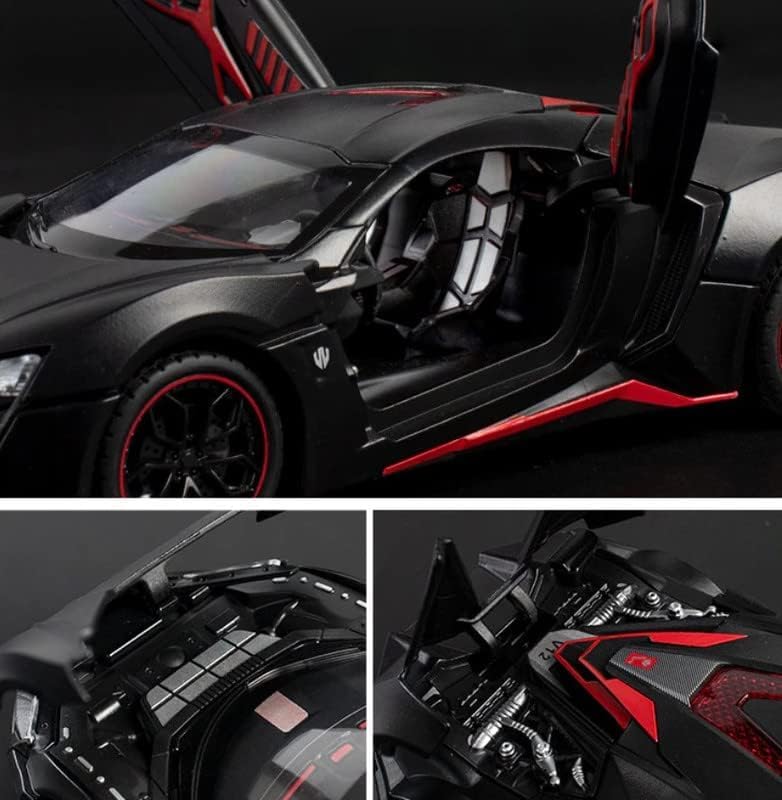 Image of LYKAN HYPERSPORT Sport 1:24 Big Size Diecast Scale Model Alloy Metal Pull Back Toy car for Kids with Openable Doors & Light, Music Toy Vehicle for Kids - Colors as Per Stock (Black)