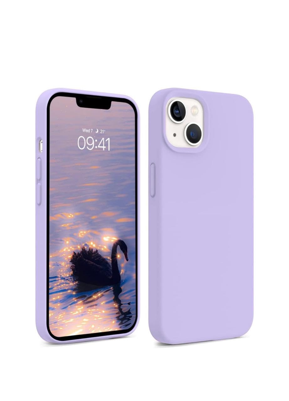 Compatible with i-Phone 13 Purple Silicon Back Cover Lavender case Finish Shockproof Camera Protection Soft Touch Microfiber Lining Guard Cover Skin Light Purple Protective Shield Coque-image-13