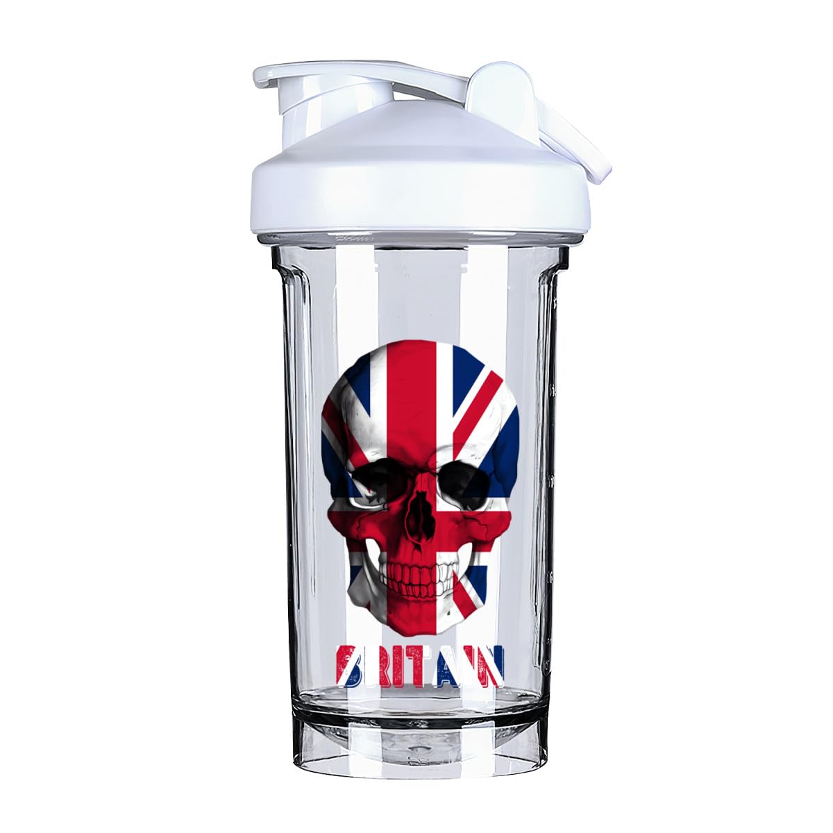 Skull Britain Flag 18 Ounce Shaker Cup,Fashion Theme Pattern Shaker Bottle Leak-proof Workout Shake Bottles 500ML/18 oz Perfect for Pre Workout