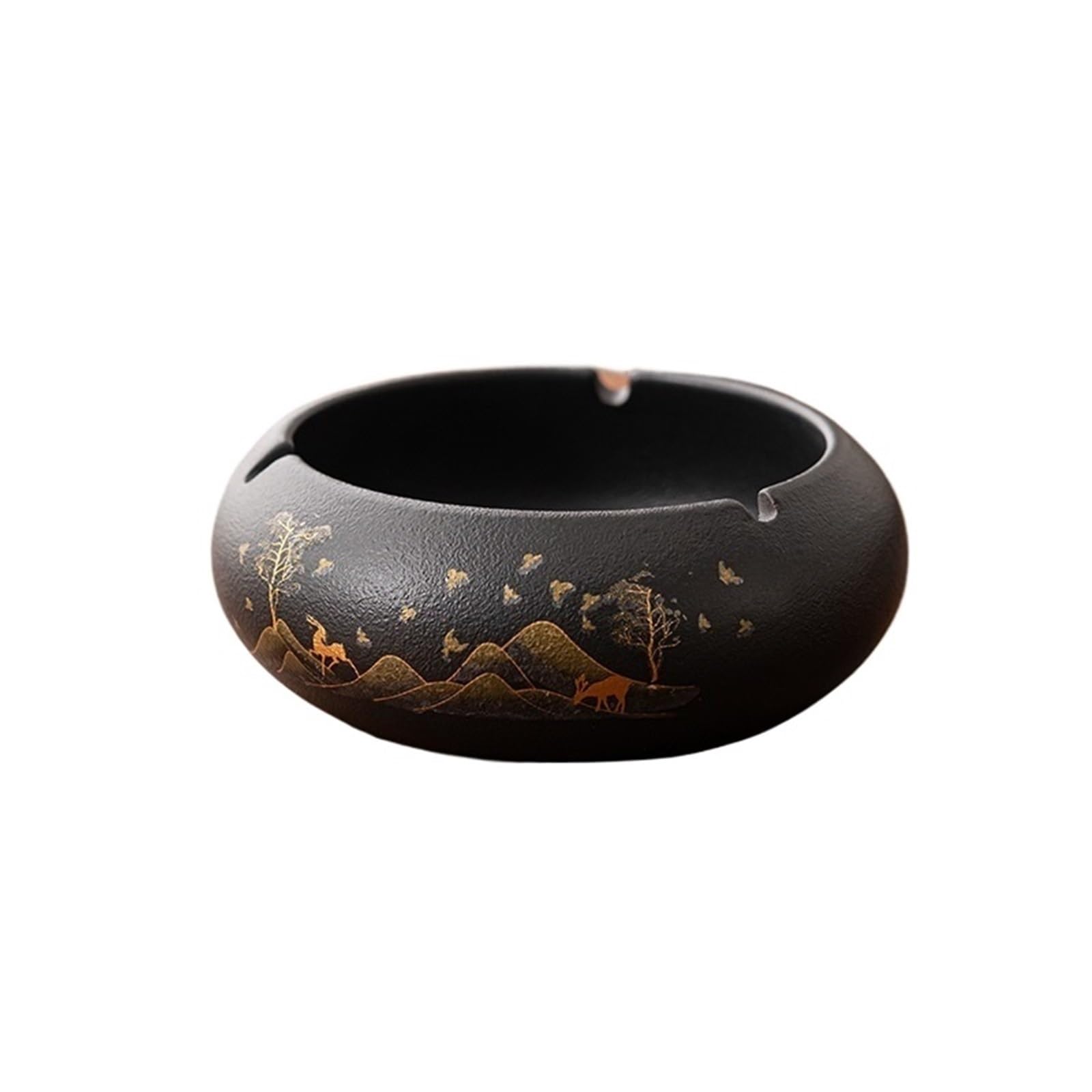Cigarettes Ashtrays Ceramic Round Ashtray with Slot for Home Office Desktop(Medium)