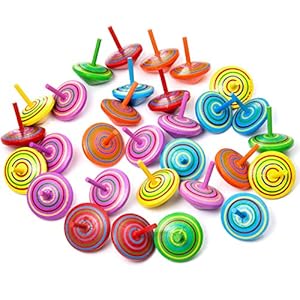 ZOEON 30 stuks speelgoedtol van hout, kleurrijke beschildering, tol van hout voor kinderen