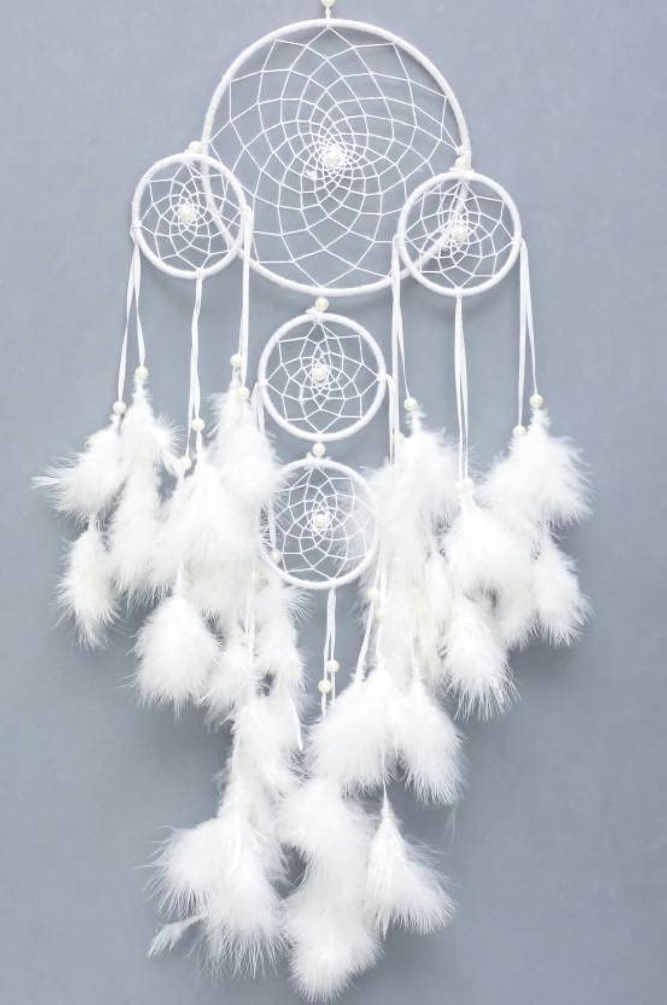 Five Ring White Dream Catcher for Good Dreams