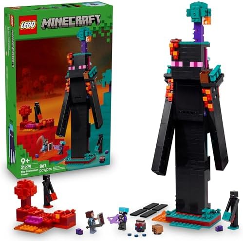 LEGO Minecraft The Enderman Tower Building Toy for Boys & Girls - Video Game Building Set for Kids, Ages 9+ - 2 Toys in 1 for Player Vs. Player Pretend Play - Gift Idea for Gamers - 21279