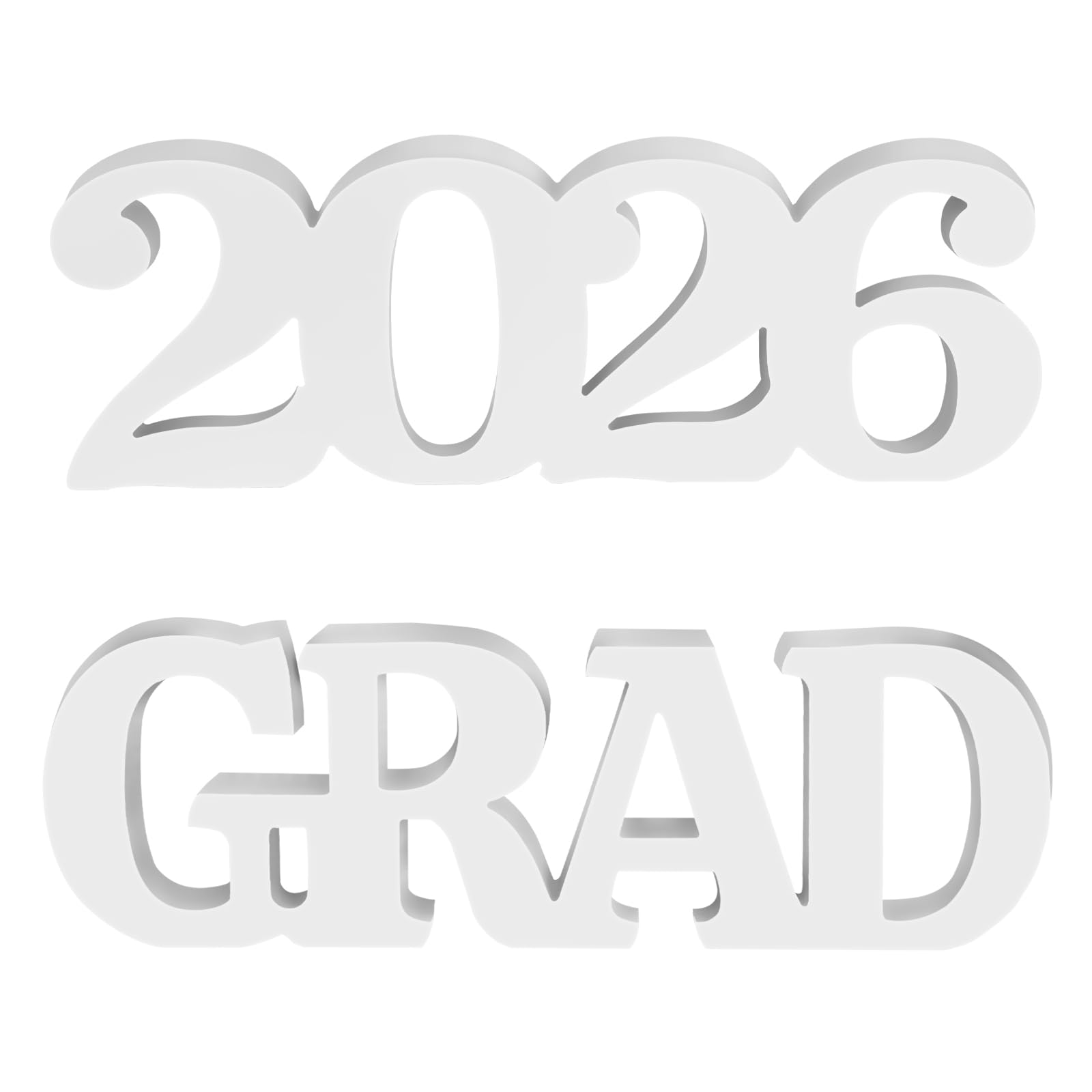 Photo 1 of 2026 Grad Sign Graduation Decorations, White Faux Wooden Photo Props, 2026 Grad Graduation Table Decorations for Any Schools Party