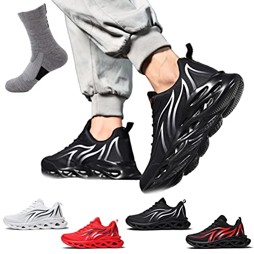 Men's Women's Relieve Foot Pain Perfect Walking Shoes, Orthopedic Sneakers for Women and Man Slip on (Black,US 10.5)