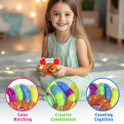 Color Sorting Sensory Toys, Squishy Sensory Toys for Kids with Autism, Montessori Toddler Travel Toy,Calm Down Fidget Toys for Children with Autism and ADHD (Dinosaur+Crab 2PCS) - Image 5