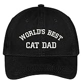 Trendy Apparel Shop World's Best Cat Dad Embroidered Low Profile Deluxe Cotton Cap - Black