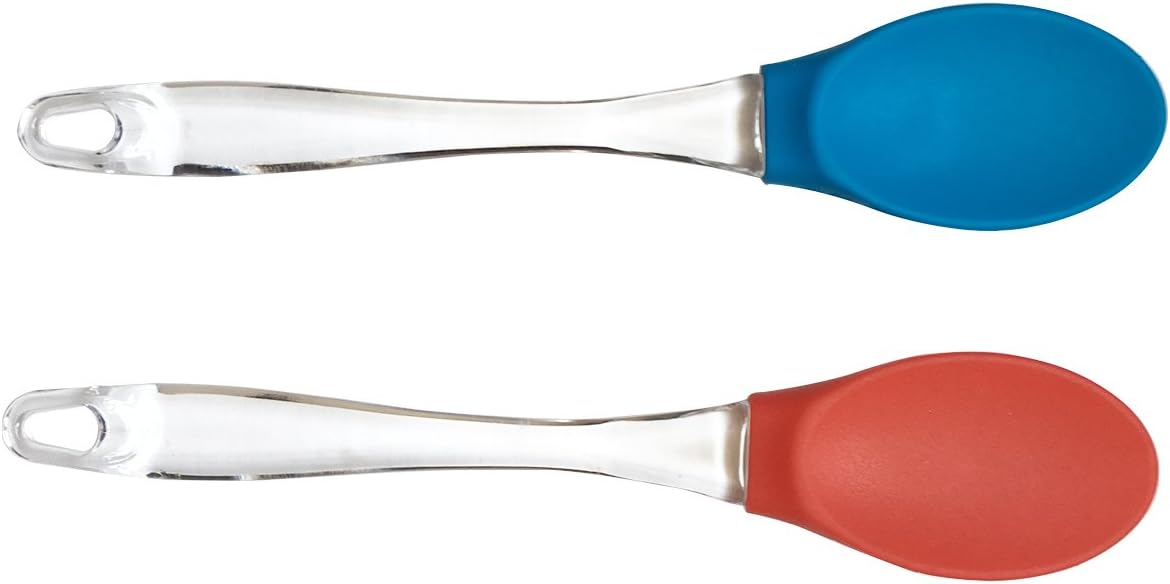 HUAXIONG 2pcs Colorful Silicone Kitchen Spatula Utensil- Heat Set Resistant Cooking Utensil(Spatula, Spoon, Basting Brush, Ladle,Slotted Spoon,Silicone Spoon