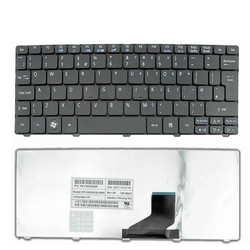 US/UK/RU/BR/SP/FR Keyboard for Acer for D255 D256 D257 D260 D270 D271 N55C ZH9 ZE6 E350 ONE 522 533 532G 532H 521 AO522 eMD350 EM350 Easy to Replace(UK Black)