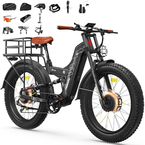 Image of FREESKY Dual Motor 40MPH 120Mile 240NM LG Cells Electric Bike for Adults | 4000W 48V30Ah AWD Mountain Ebike,26 inch Fat Tire,Full Suspension,Hydraulic Brakes,UL2849 by TUV,Off-Road & Commuter & Hunting
