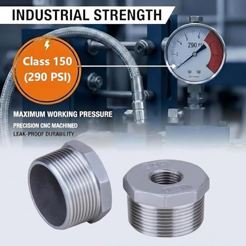 CONSTELLAR 304 Stainless Steel Pipe Fitting - 1-1/4" Male NPT to 1/2" Female NPT, Female Reducing/Reducer Bushing Pipe Fitting, Adapter Hex Bushing (1 Pcs) — 사진 5