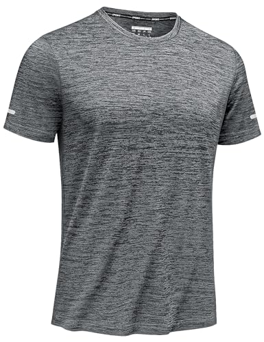 TACVASEN Mens Sports T Shirt Short Sleeve Crew Neck Shirt Polyester Lightweight Cycling Hiking Shirt Dark Grey,XL
