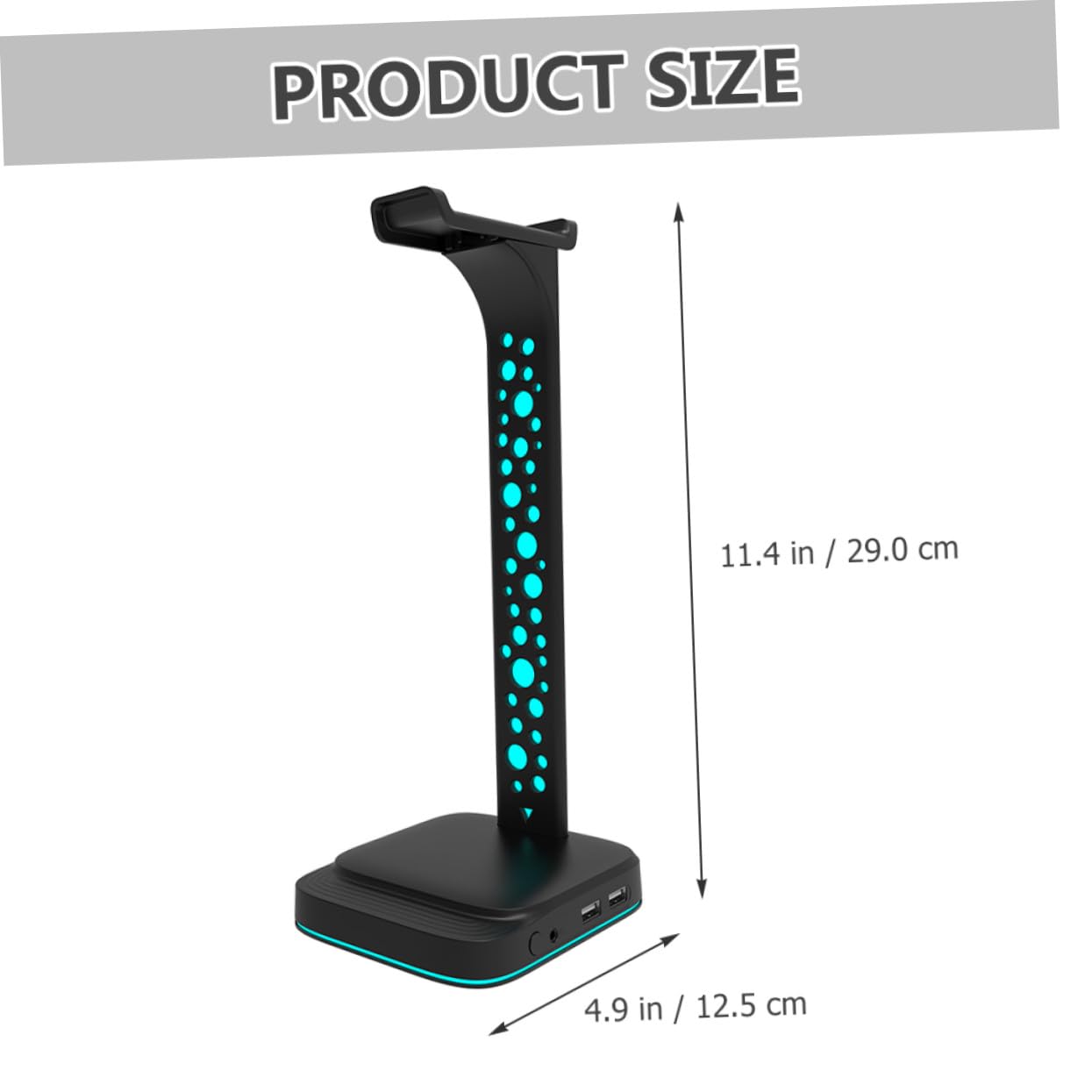 Homoyoyo Soporte para Auriculares para Escritorio Negro Luz Ajustable RGB y Puerto USB Doble Adecuado para Gaming PC y Organización de Auriculares