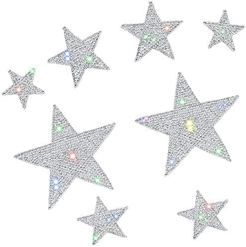 Frienda 8 Pieces Crystal Car Stickers Bling Rhinestone Star Decals Self-Adhesive Car Stickers Auto Emblem Decals Stickers Decoration for Cars Bumper Window Laptops Luggage