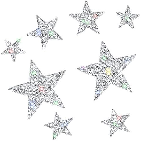 Frienda 8 Pieces Rhinestone Star Stickers Bling Car Decals Crystal Self Adhesive Diamond Car Stickers Glitter Auto Emblem Decals Stickers Decoration for Cars Bumper Window Laptops Luggage Cover