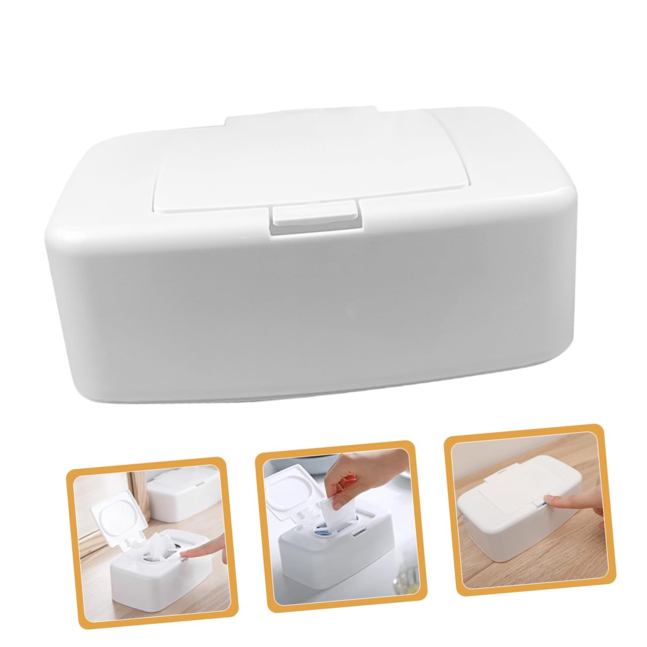 WOONEKY Distributeur de Lingettes Portable 4pcs Léger en Pp Blanc Rechargeable Cuisine et Chambre Bébé Design Simple et Moderne