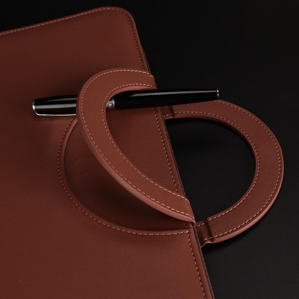 YARNOW Cartella Portadocumenti Multifunzionale con Chiusura a Cerniera in Pelle Pu Calcolatrice Integrata e Tasche Accessorie, per Ufficio Business Elegante