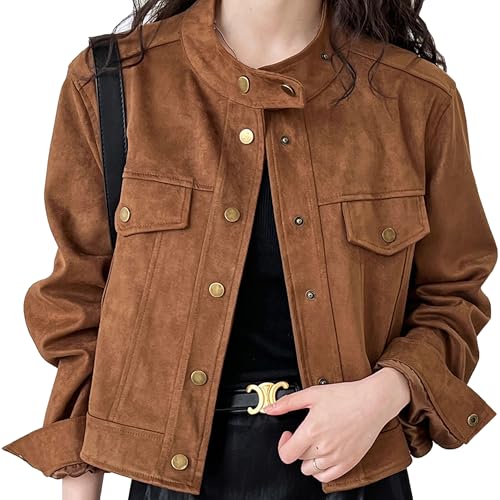 Babalet Women Suede Short Jacket 2024 Fall Winter...