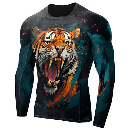 Desantiago Samurai Men's Rash Guard Shirts Super Lightweight Fabric, BJJ Rash Guards for Men Long Sleeve - 5XL