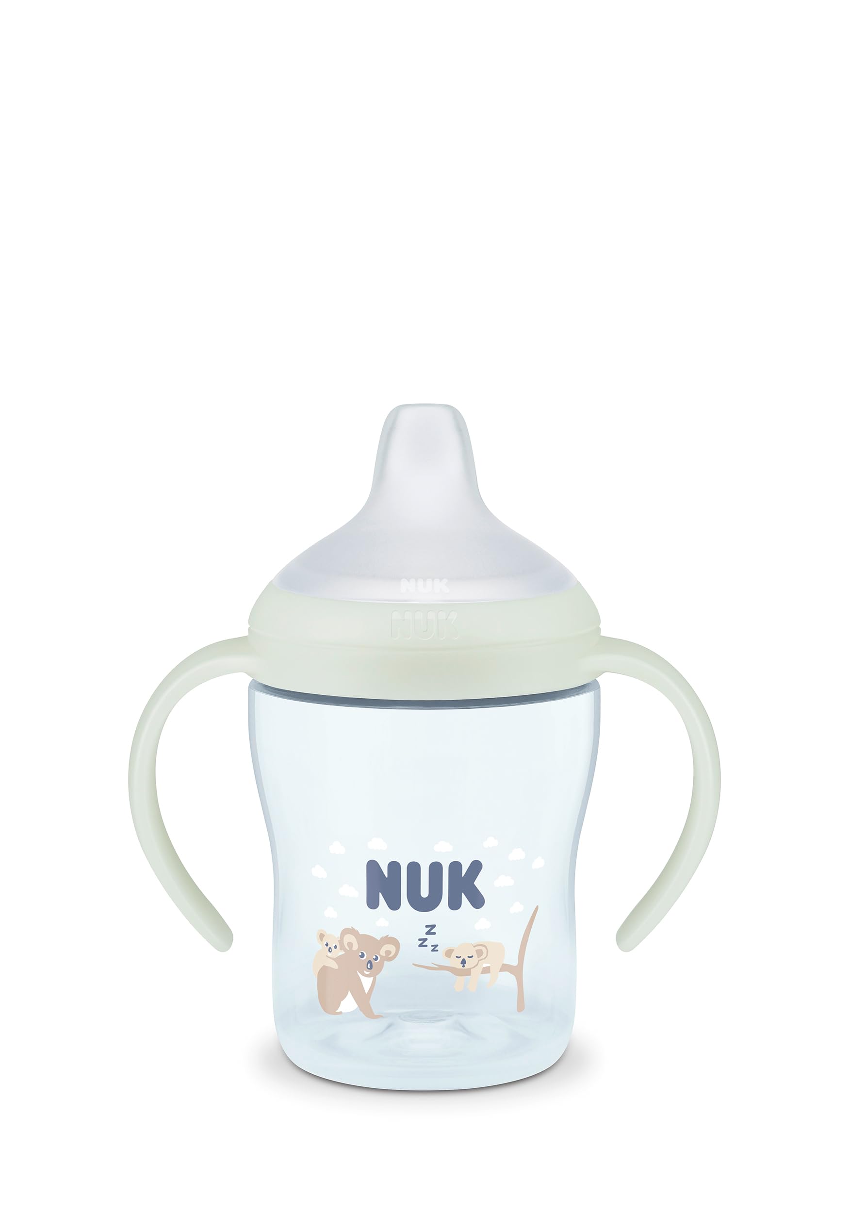 NUK Perfect Match Learner Butelka | 6+ miesięcy | 150 ml | Kubek niekapek dla malucha | Antypoślizgowe uchwyty | świecąca w ciemności | Koala | 1 sztuka