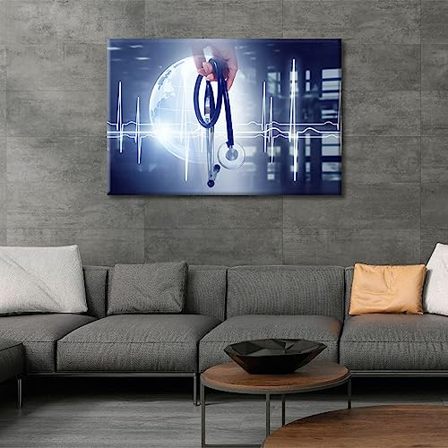 Image of TUMOVO Modern Medicine Concept Poster Wall Art for Living Room 1 Pieces Clinical Laboratory Wall Art Modern Artwork Canvas Wall Art Posters and Prints Framed Ready to Hang, 24 inch Wx36 H