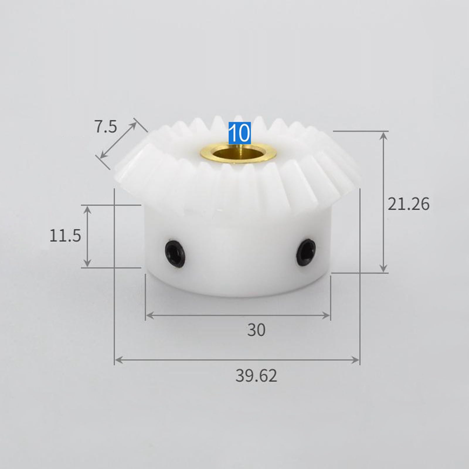 engranaje cónico, Engranaje cónico nailon blanco 20/25T 1:1(1.5 Modulus 25 Teeth,Bore 10mm)