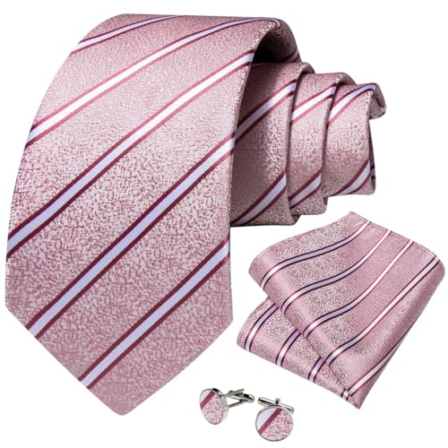 Set de corbata para hombre color sólido rosa clásico