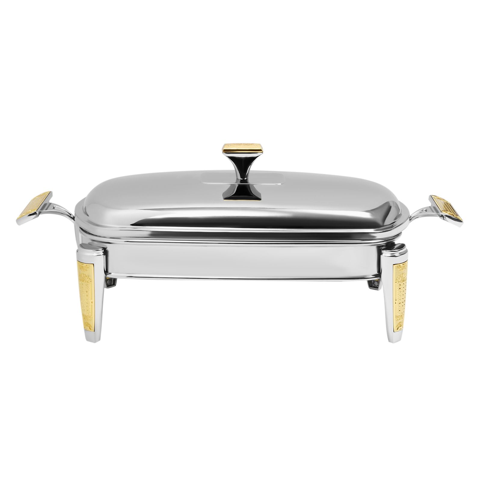 Calentador de alimentos de acero inoxidable de 2 litros con tapa, plato de frotamiento de alta calidad para catering y bufé, recipiente de retención de calor ideal para fiestas y eventos, acabado