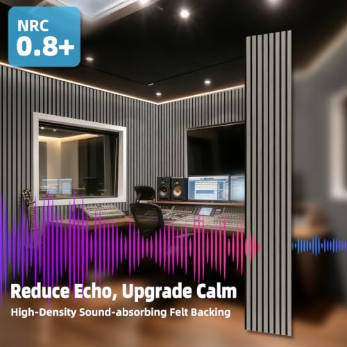 Image of Art3d 6-Piece Wood Acoustic Panels for Noise Reduction, 3D Textured Wall Paneling for Living Room Bedroom TV Background Interior Decor, Grey Oak