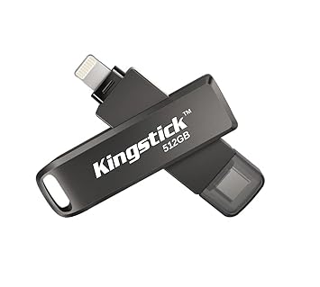 Kingstick iBoost 512GB Metal Pendrive for iOS, iPad Pro, MacBook, Android Type C OTG Drive (Black, Type C to Lightning) (512 GB)