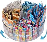 Unmake Drink Packet Organizer Powdered Drink Mix Rotating Holder, Lazy Susan Organizer for Powder Packet, Water Packet, Drink Mixes & Tea Box, Transparent Rotating Storage Pantry Necessity (Large)