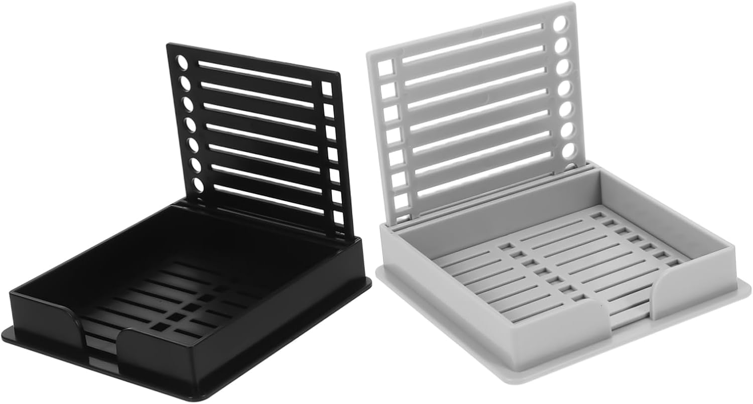 VILLCASE 2pcs Dual Slot Holder Desk Organizer Office Supplies Nonslip Base Compact Design Photo Stand