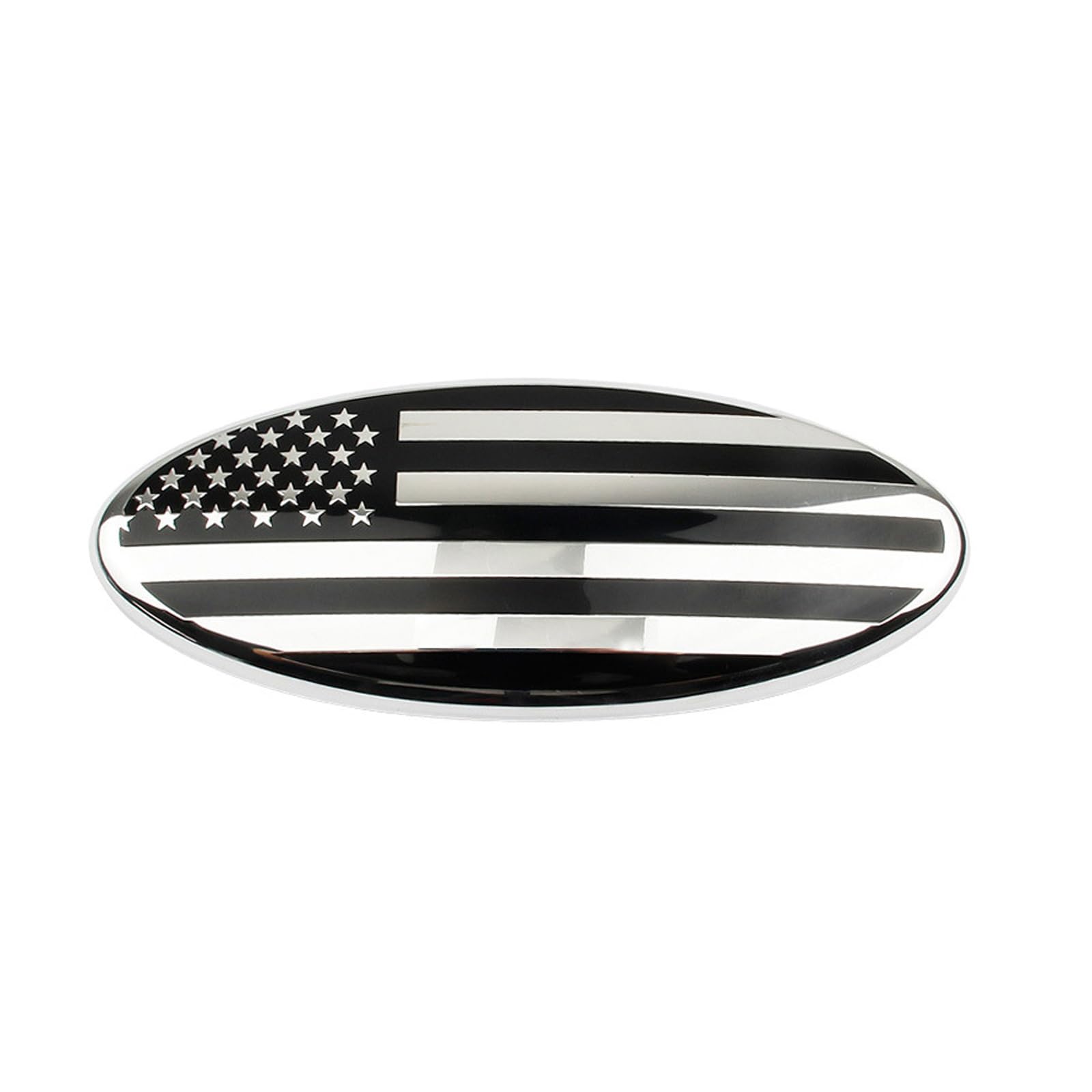 1 pezzo universale per auto, bandiera americana, griglia anteriore, stemma per portellone posteriore, adatto per Ford ovale, barca, distintivo, targhetta per nome, 11,5 cm, colore argento