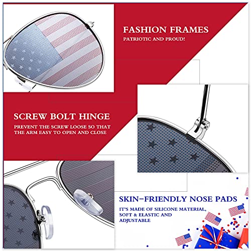 Weewooday 6 Pairs Patriotic American Flag Sunglasses for Man and Woman July 4th Series Sunglasses Patriotic Party Favors Supplies Memorial Day Independence Day Decorations 4th of July Accessories3