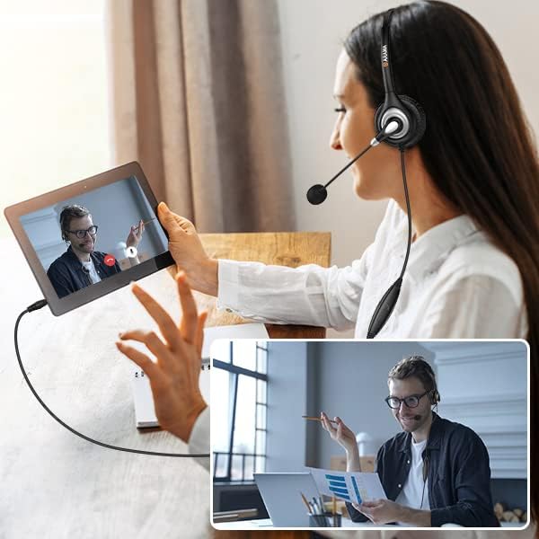 Cell Phone Headset with Microphone Noise Cancelling & Call Controls, Ultra Comfort 3.5mm Computer Headset for iPhone Samsung PC Business Skype Softphone Call Center Office, Clear Chat, Ultra Comfort