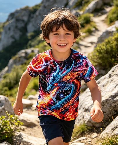 Image of uideazone Tshirts for Boys Kids Short Sleeve T-Shirt 3D Graphic Tee Shirts Tops Clothes 4-16 Years