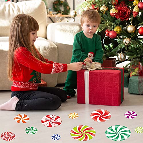 4Sheets Christmas Peppermint Floor Decals Candyland 21Pcs Christmas Decorations Christmas Wall Stickers Christmas Decals for Wall Christmas Candy Stickers for Xmas Candyland Party Decorations