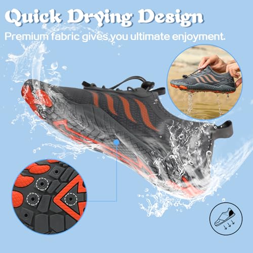 Badeschuhe Wasserschuhe Herren Damen Strandschuhe Barfußschuhe Sommer Schwimmschuhe Aquaschuhe Schnell Trocknen Surfschuhe Grau EU45
