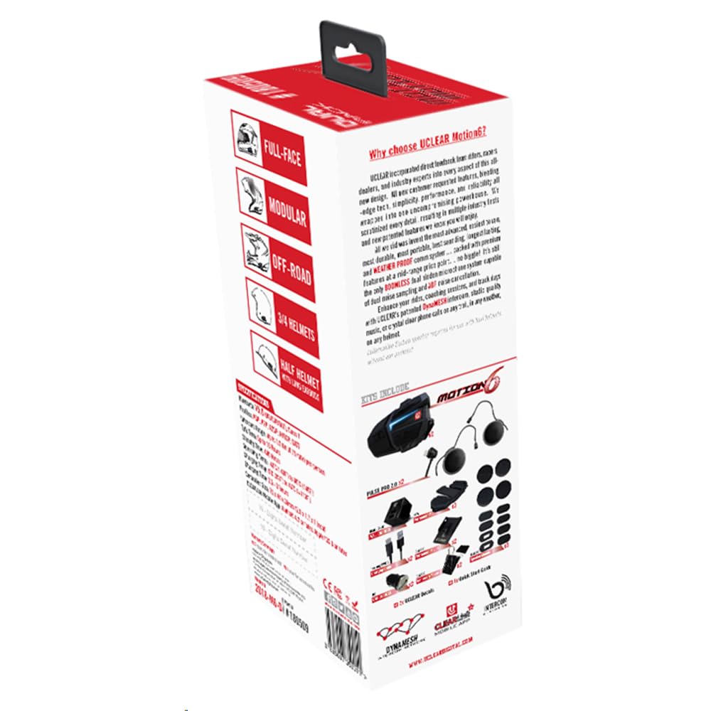 ヘッドホン UCLEAR MOTION6 COMMUNICATOR SINGLE PACK UCLEAR Motion 6 Helmet Bluetooth - Single Pack, Smart