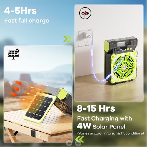 Portable-Solar-Fan-10400mAh-Rechargeable-Solar-Powered-Camping-Fan-4-Speed3-Timers-and-Quiet-Battery-Operated-Fan-with-LED-Lantern-for-Picnic-Hurricane-Fishing-Travel-Worksite