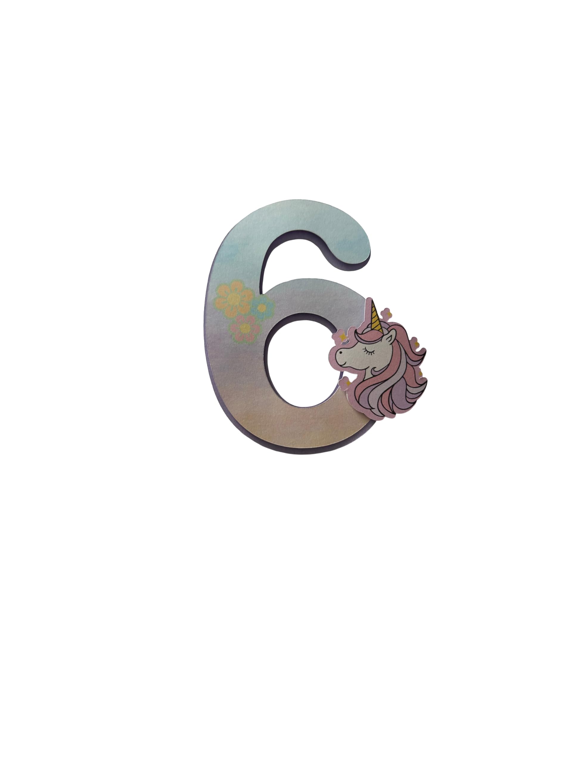 Number 6 Birthday Cake Topper (Unicorn)