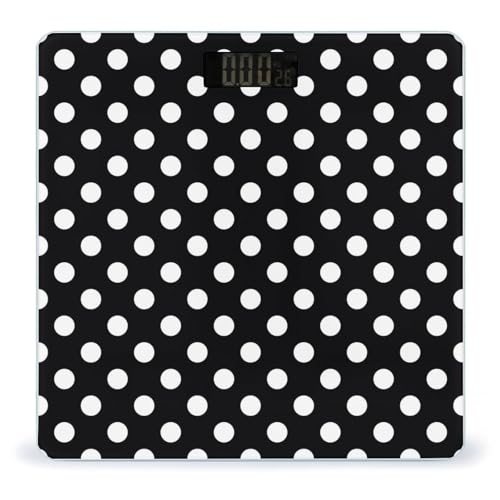 Imagen de Báscula digital vintage de lunares blancos negros para peso corporal