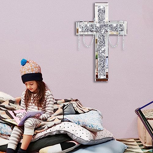 Uaussi Crystal Crush Diamond Wall Cross 20x12.5 Inch Mirrored Hanging Cross Décor for Wall & Table Decorative Home Religious Indoor Outdoor - Image 6