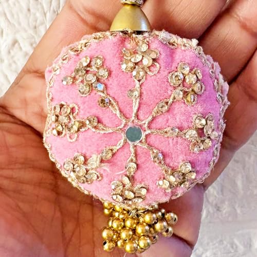 Image of Adikala Craft Store Handmade Ethnic Silk Latkan Tassel Set of 2 for Saree Pallu, Blouse, Suits, Dupatta, Lehenga Decor | Wedding Festival Occasion (Round Pink)