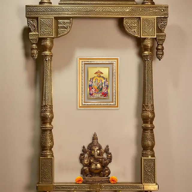 Image of DIVINITI Ram Darbar 24K Gold Plated Foil Wall and Tabletop Photo Frame for Home Decor, Puja Room, Luxury Gifting | DG Frame 112 S2 (21.5x17.5 CM)