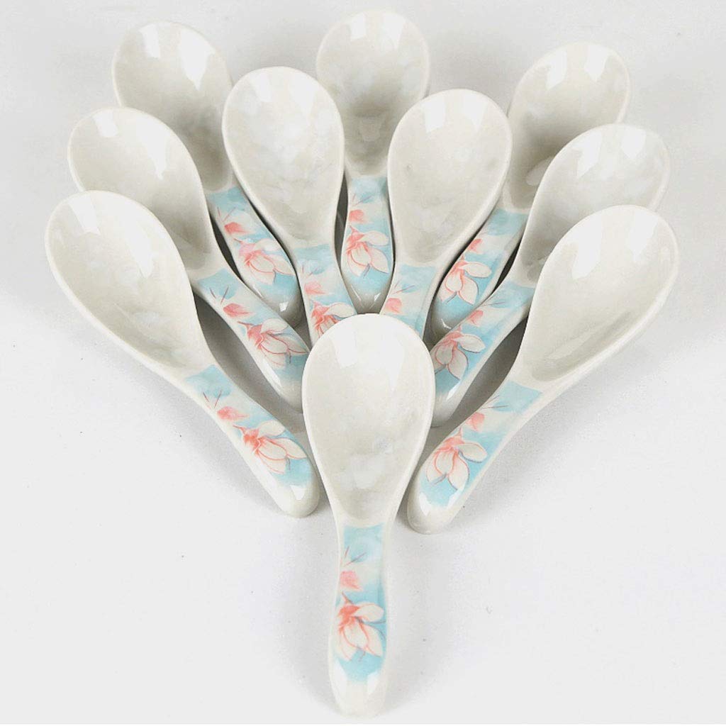 Cuillères à Soupe en céramique, cuillère à Riz Domestique, Style Japonais, créative, Mignonne, Petite cuillère à Soupe, Ensemble de 10 cuillères de Service,B