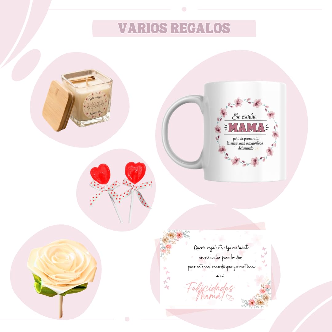 Pack Regalo para Mamá | Caja Original con Taza, Vela Perfumada, Coletero, Piruletas y Más | Regalo Día de la Madre, Cumpleaños o Navidad para Mujer — view 2