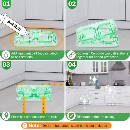 Image of 8 Set Ant Bait Stations Refillable, Indoor & Outdoor, Standard Size, Green